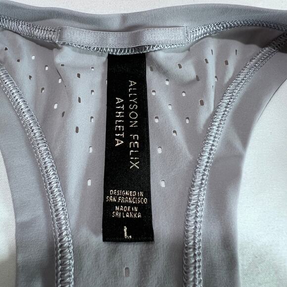 ✨Athleta x Allyson Felix Women Tank Top L Purple Laser Cut Racerback Lightweight - Picture 4 of 9